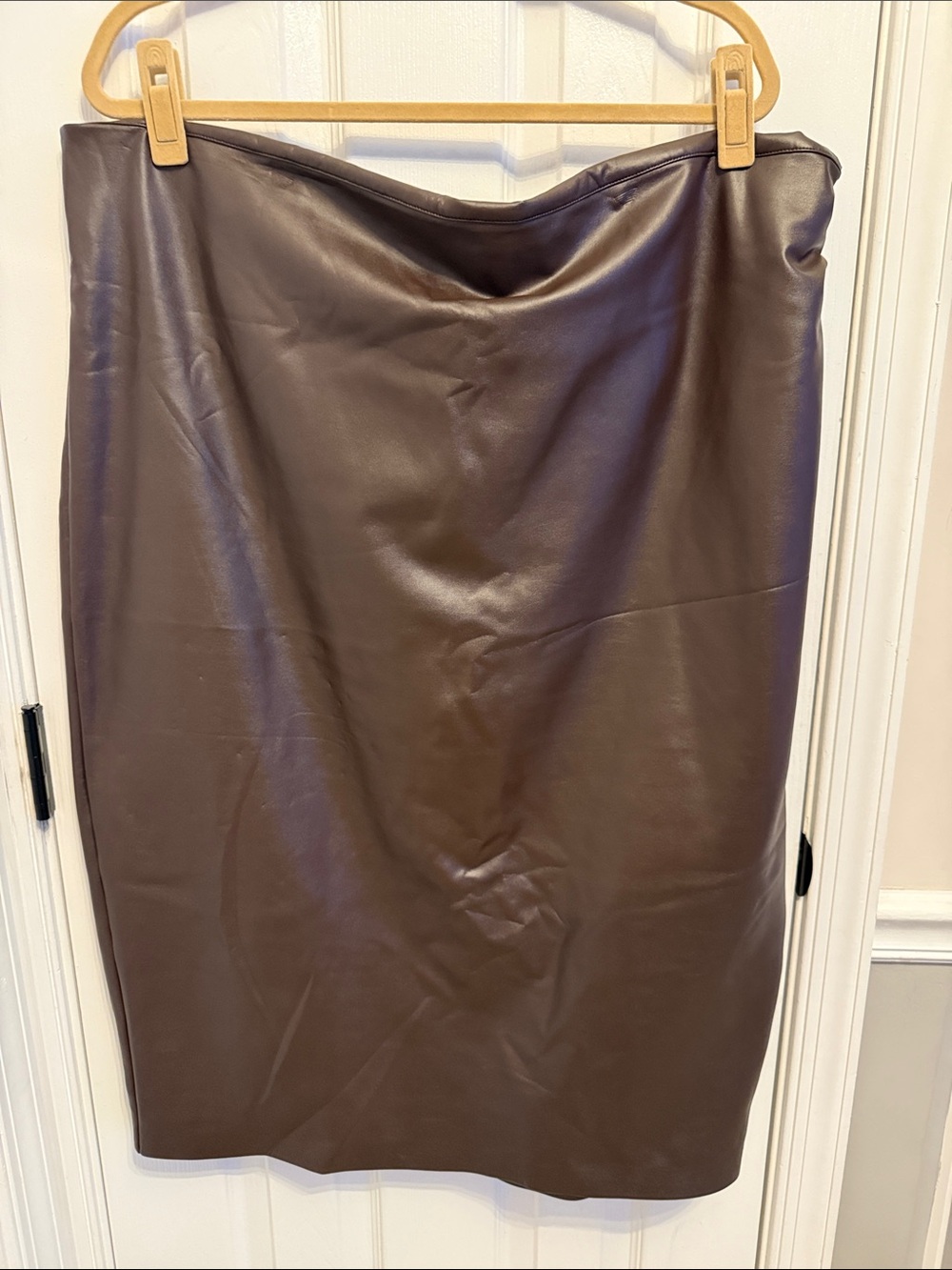 Eloquii Cognac Brown Faux Leather Midi Pencil Skirt Sz 22